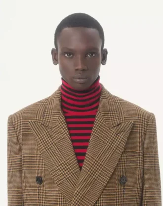 Palton din lână cu două rânduri de nasturi și model Glen Plaid de la Valentino