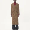 Palton din lână cu două rânduri de nasturi și model Glen Plaid de la Valentino
