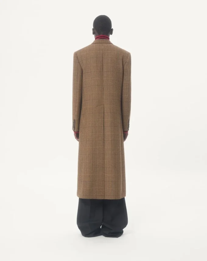 Palton din lână cu două rânduri de nasturi și model Glen Plaid de la Valentino