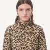 Palton din stofă cu imprimeu animalier Palton din stofă cu imprimeu animalier