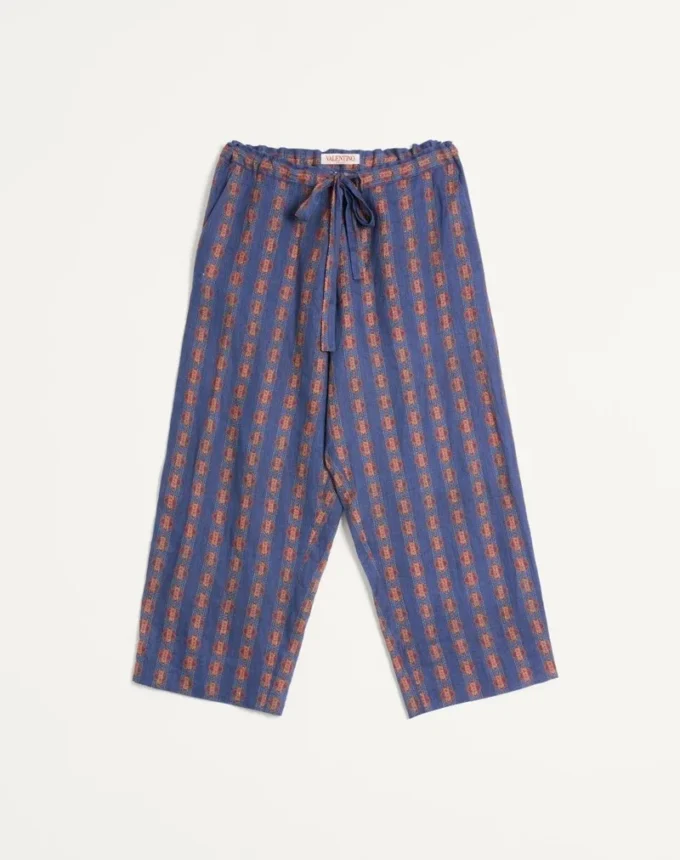 Pantaloni de pijama din in cu imprimeu Voyage Imaginaire