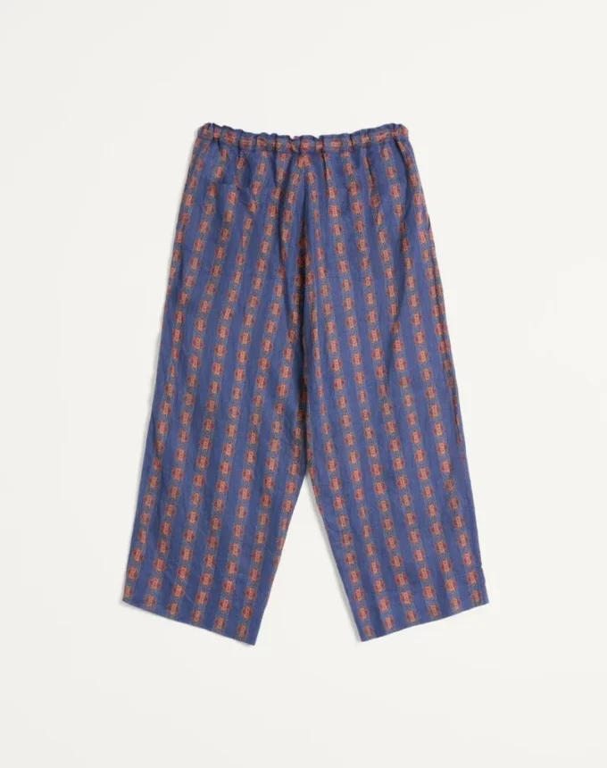 Pantaloni de pijama din in cu imprimeu Voyage Imaginaire