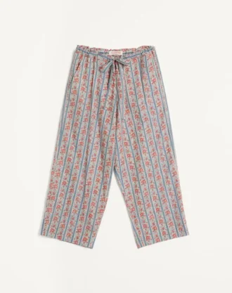 Pantaloni de pijama din muselină de bumbac cu imprimeu Voyage Imaginaire