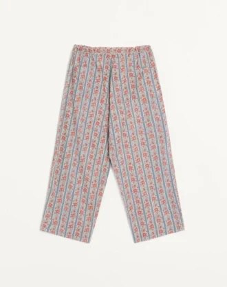 Pantaloni de pijama din muselină de bumbac cu imprimeu Voyage Imaginaire