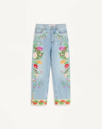 Pantaloni din denim brodați