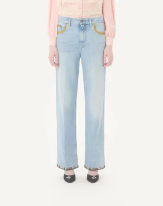 Pantaloni din denim brodați