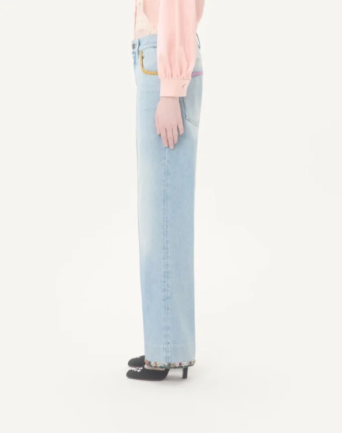 Pantaloni din denim brodați Pantaloni din denim brodați
