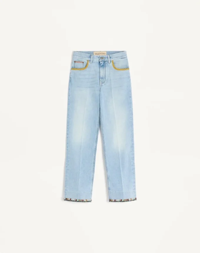 Pantaloni din denim brodați Pantaloni din denim brodați