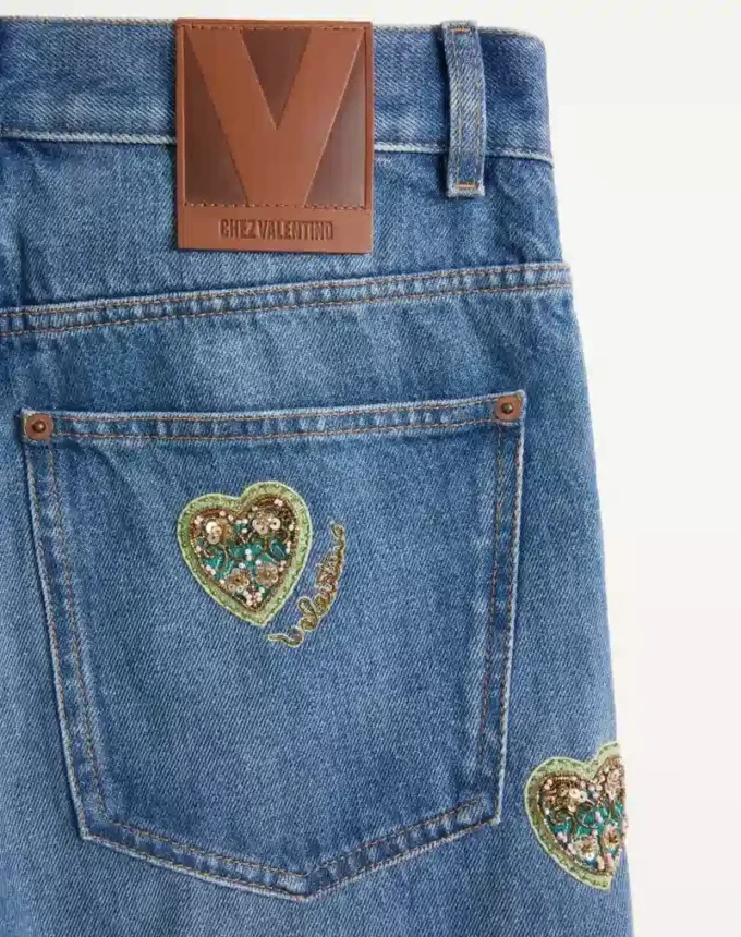 Pantaloni din denim brodați Pantaloni din denim brodați