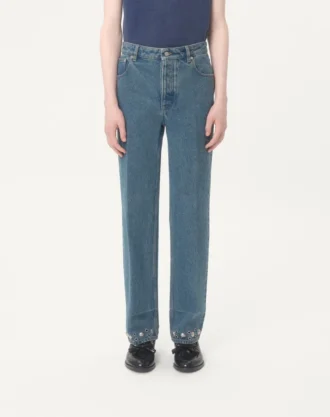 Pantaloni din denim cu cabochon