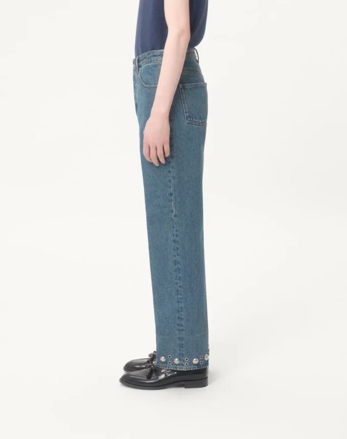 Pantaloni din denim cu cabochon Pantaloni din denim cu cabochon