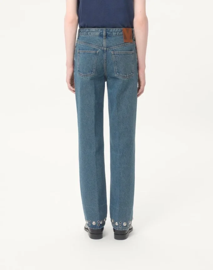 Pantaloni din denim cu cabochon Pantaloni din denim cu cabochon