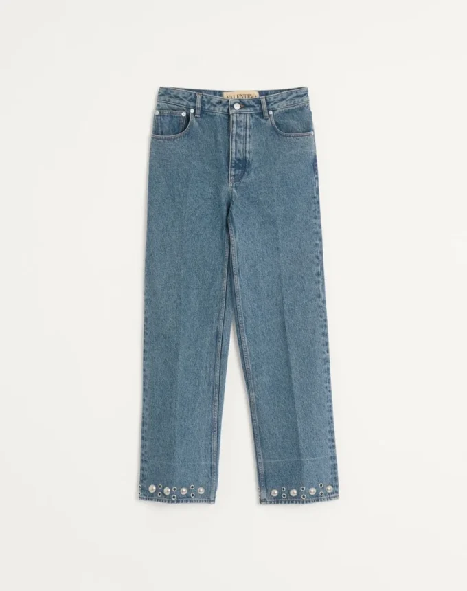 Pantaloni din denim cu cabochon Pantaloni din denim cu cabochon