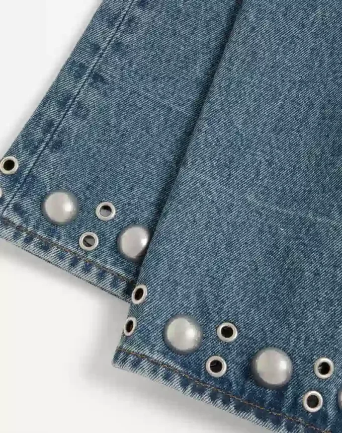 Pantaloni din denim cu cabochon Pantaloni din denim cu cabochon