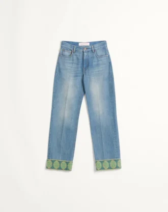 Pantaloni din denim cu ornamente jacquard
