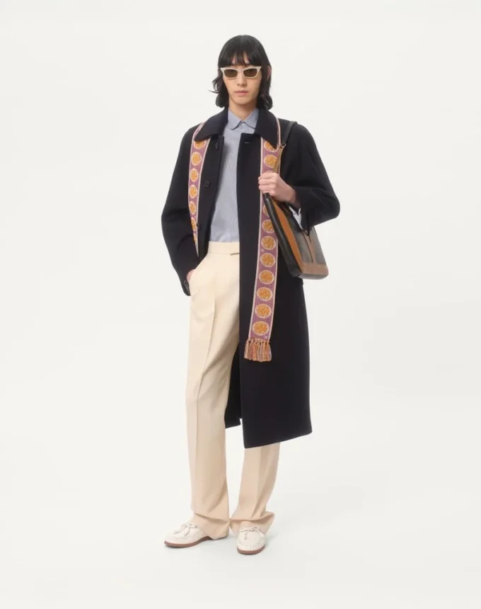 Pantaloni din gabardină de lână Pantaloni din gabardină de lână