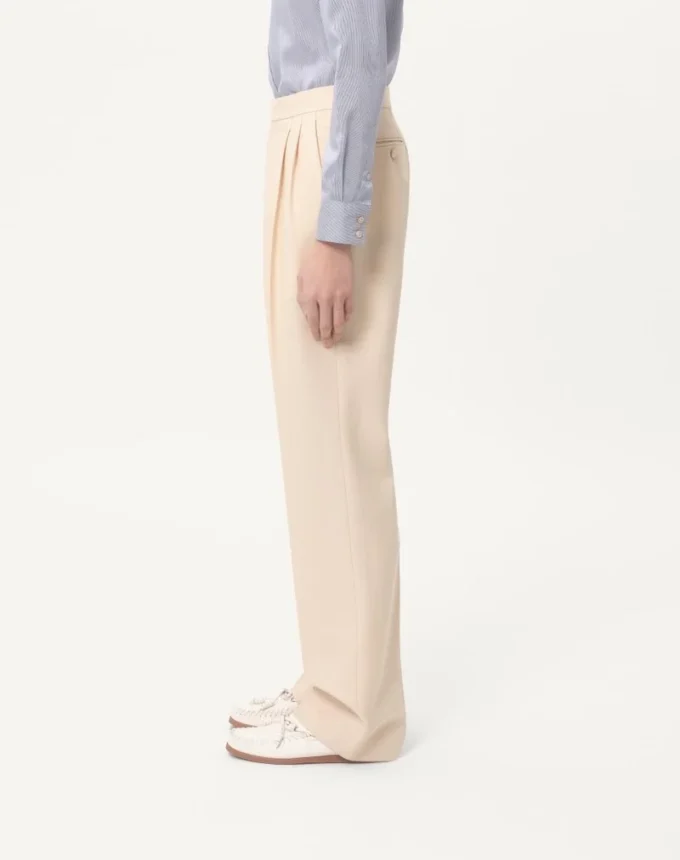 Pantaloni din gabardină de lână Pantaloni din gabardină de lână