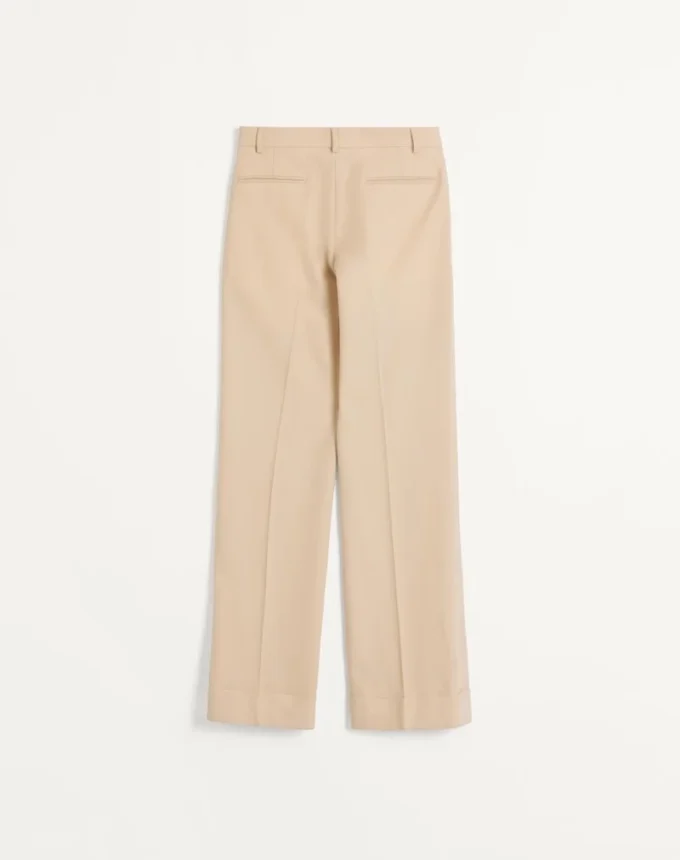 Pantaloni din gabardină de lână cu revere