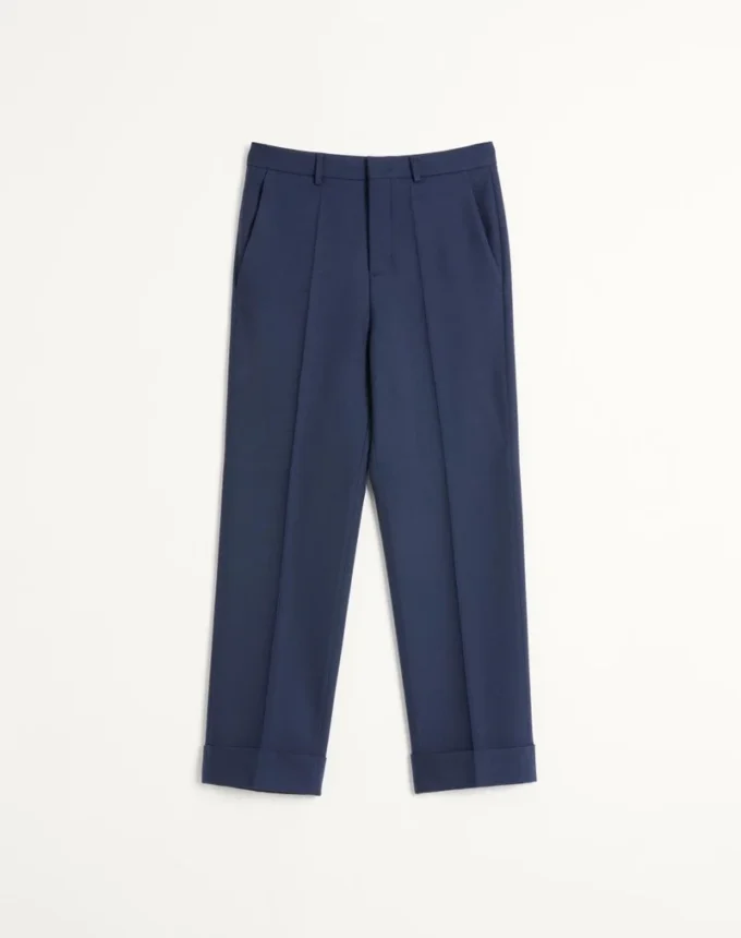 Pantaloni din gabardină de lână cu revere Pantaloni din gabardină de lână cu revere