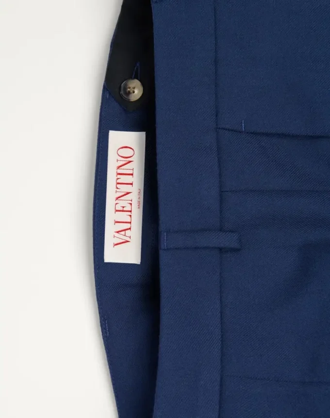 Pantaloni din gabardină de lână cu revere Pantaloni din gabardină de lână cu revere