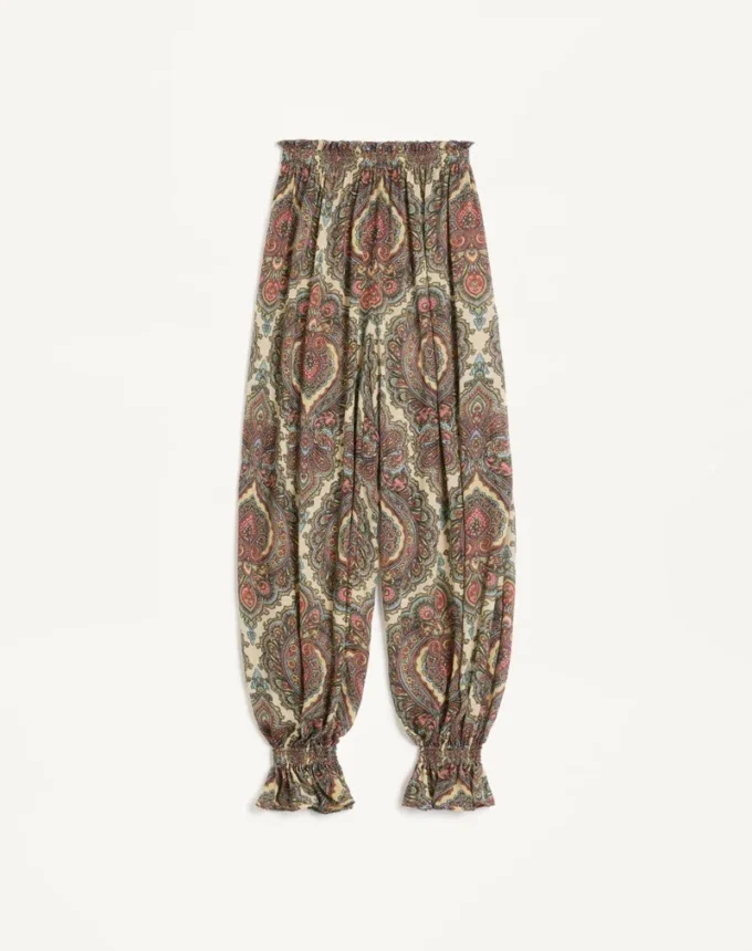 Pantaloni din georgette cu imprimeu Voyage Imaginaire din cașmir Pantaloni din georgette cu imprimeu Voyage Imaginaire din cașmir