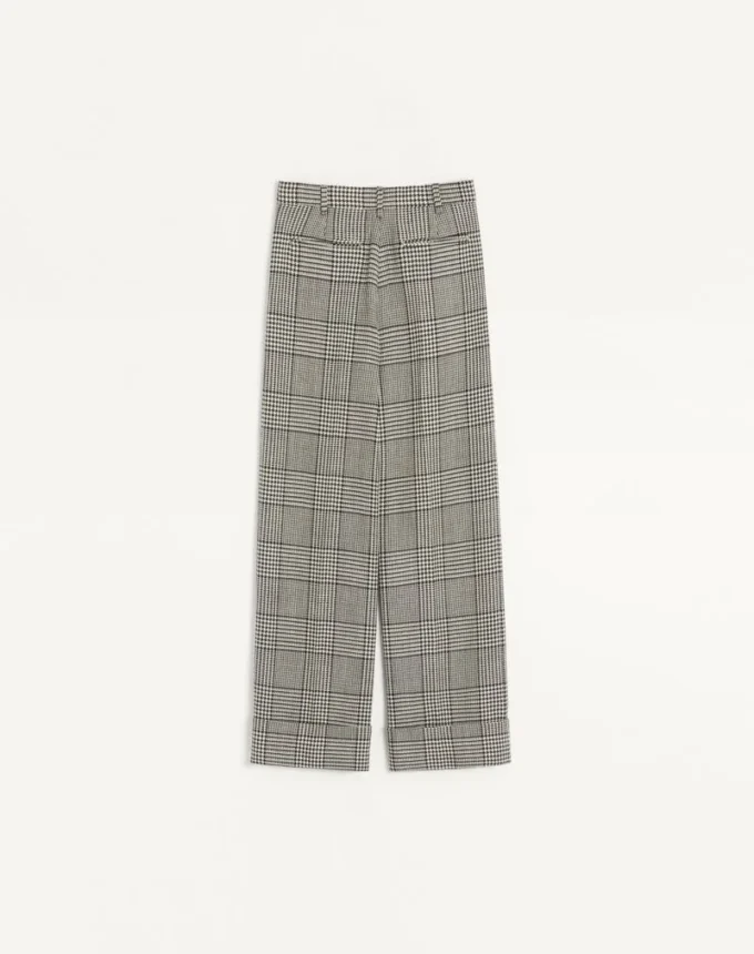 Pantaloni din lână cu model houndstooth Pantaloni din lână cu model houndstooth