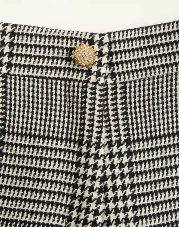 Pantaloni din lână cu model houndstooth Pantaloni din lână cu model houndstooth