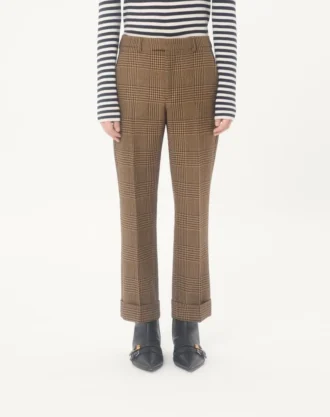 Pantaloni din lână Valentino cu model Glen Plaid și revere