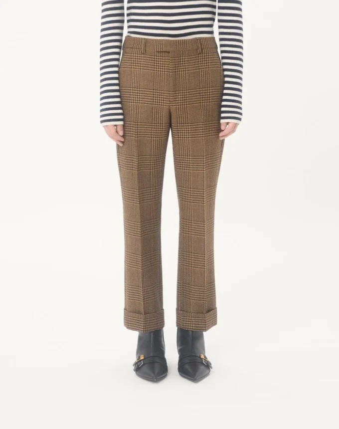 Pantaloni din lână Valentino cu model Glen Plaid și revere
