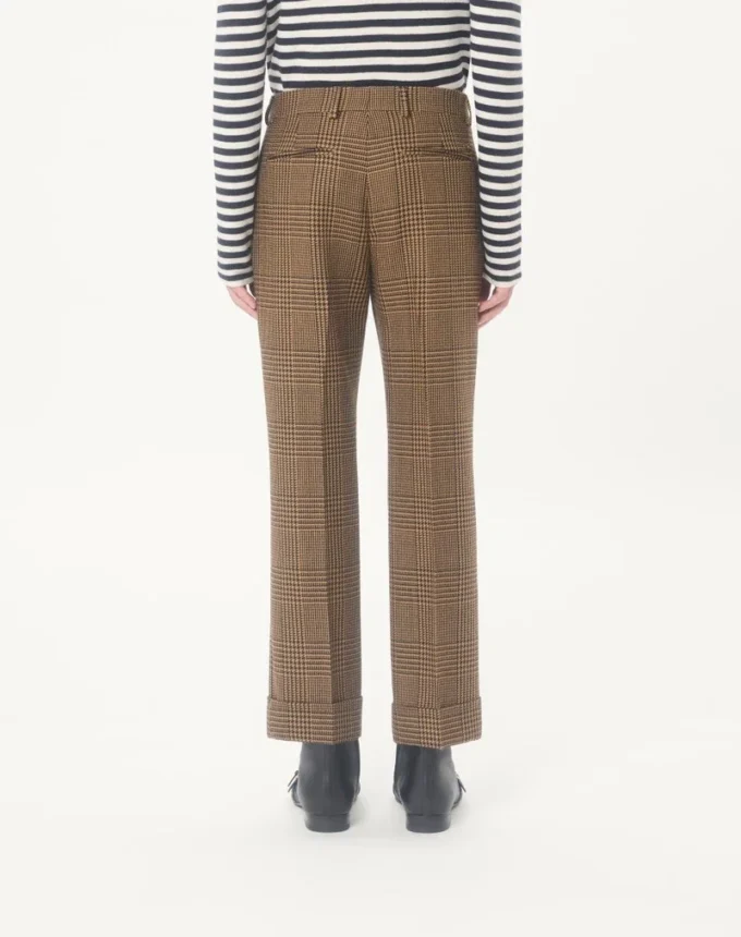 Pantaloni din lână Valentino cu model Glen Plaid și revere