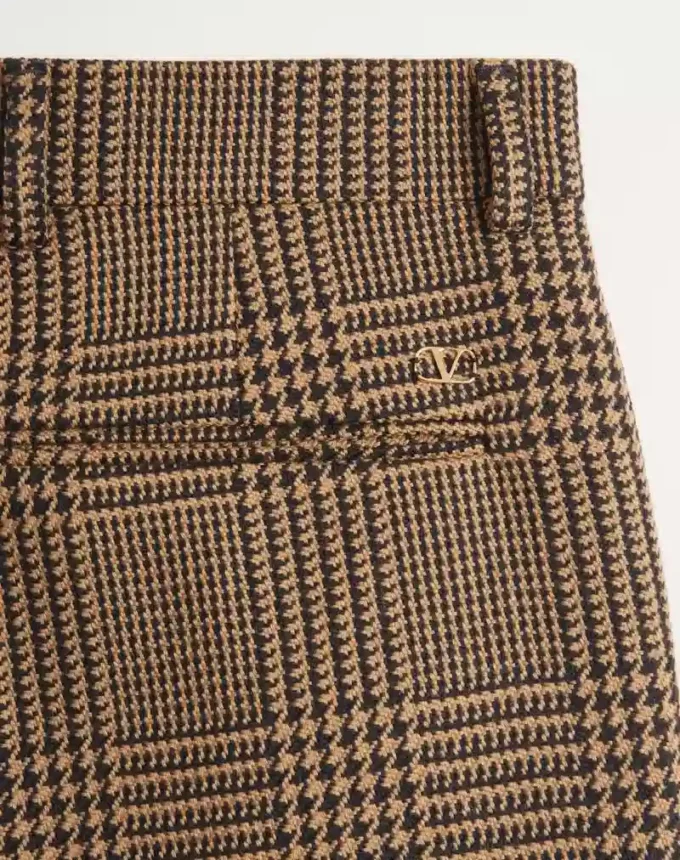 Pantaloni din lână Valentino cu model Glen Plaid și revere