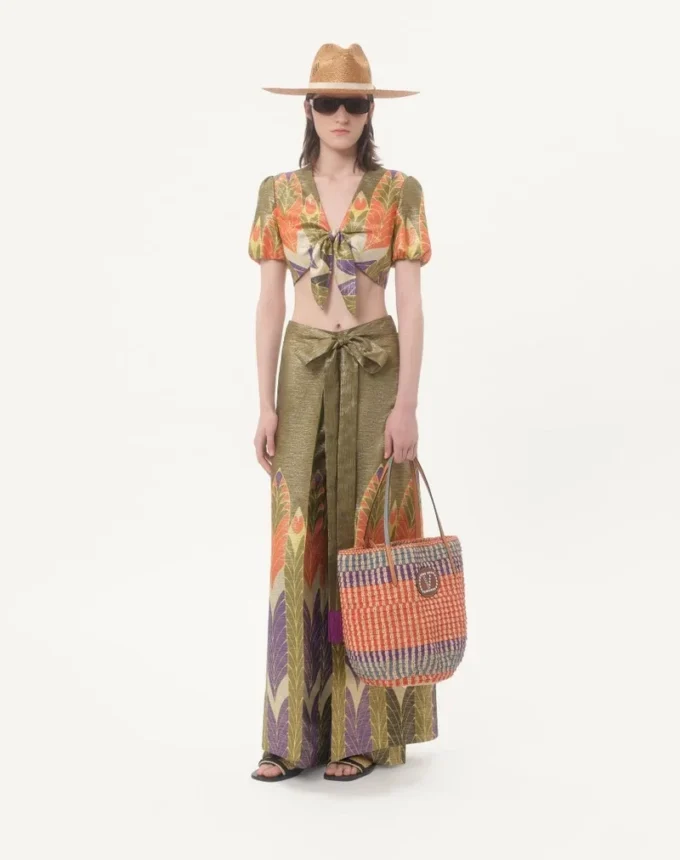 Pantaloni din lurex cu imprimeu Voyage Imaginaire Pantaloni din lurex cu imprimeu Voyage Imaginaire