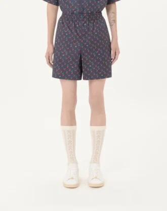 Pantaloni scurți bermuda din poplin de bumbac cu imprimeu Cherryfic