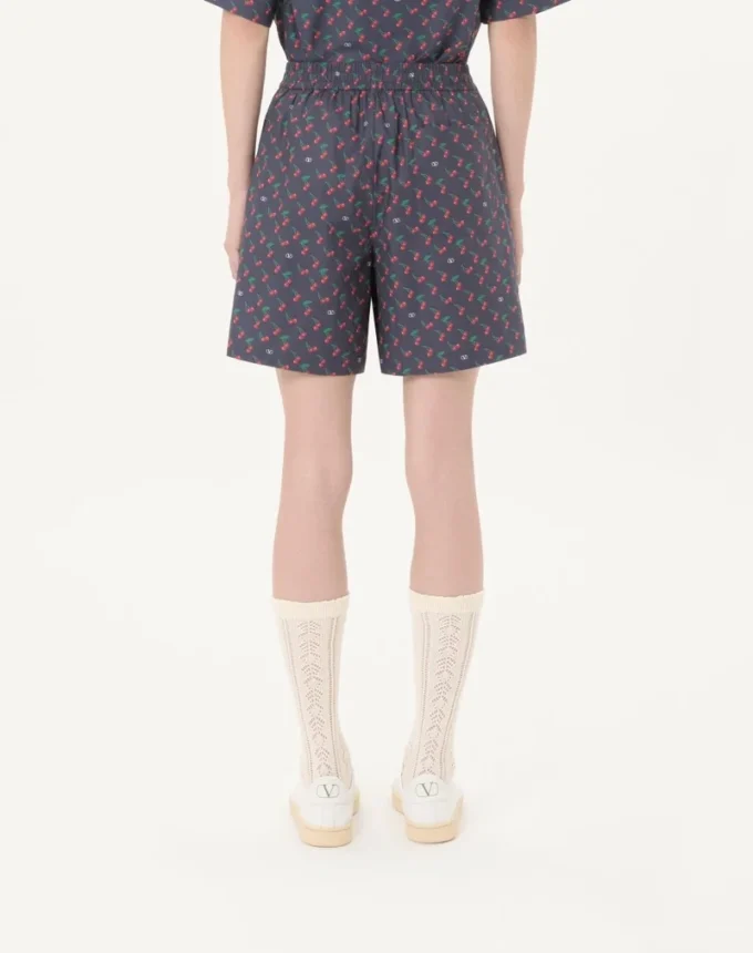 Pantaloni scurți bermuda din poplin de bumbac cu imprimeu Cherryfic