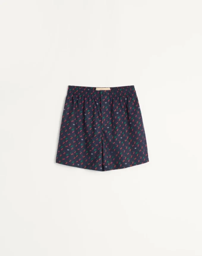 Pantaloni scurți bermuda din poplin de bumbac cu imprimeu Cherryfic