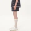 Pantaloni scurți bermuda din twill de mătase cu imprimeu Opticool pe toată suprafața