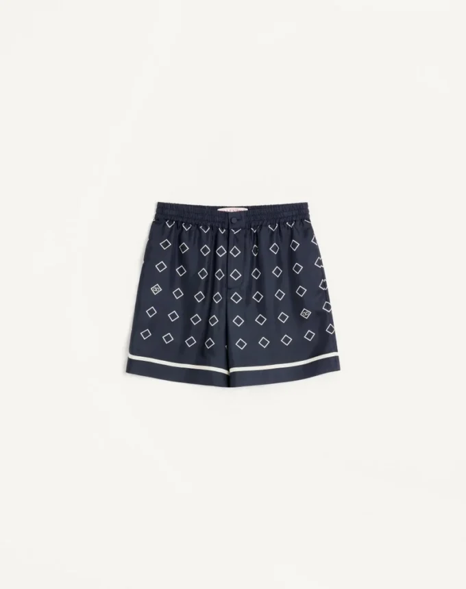 Pantaloni scurți bermuda din twill de mătase cu imprimeu Opticool pe toată suprafața