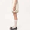Pantaloni scurți din bumbac cu broderie florală și ornamente jacquard