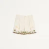 Pantaloni scurți din bumbac cu broderie florală și ornamente jacquard