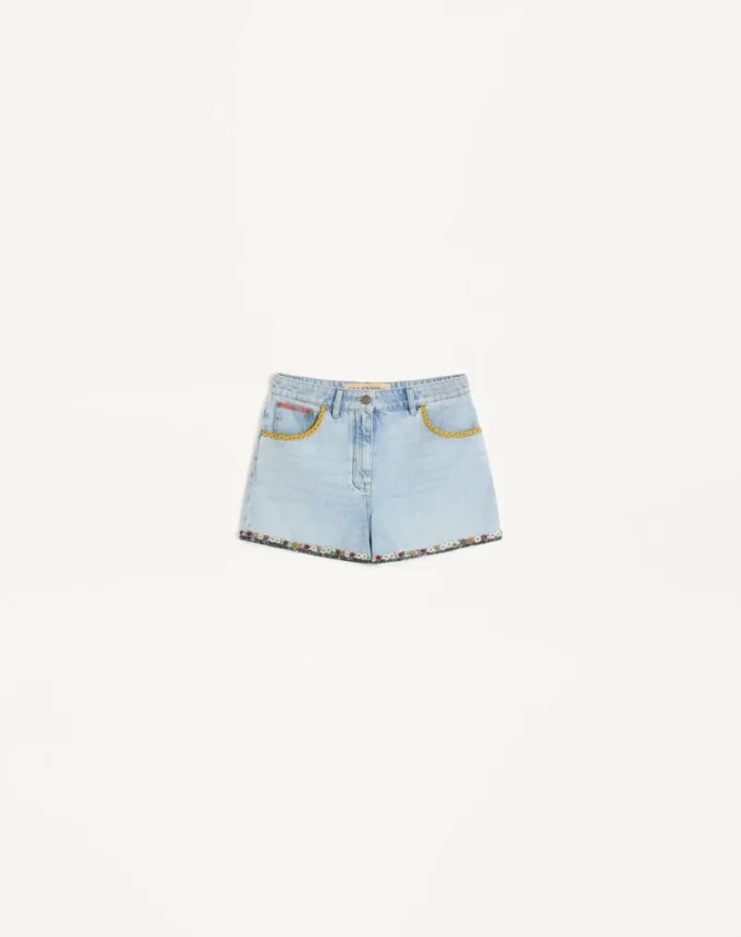 Pantaloni scurți din denim brodați
