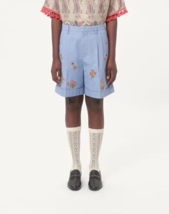 Pantaloni scurți din denim cu broderie