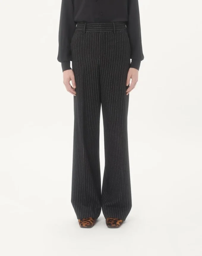 Pantaloni Valentino cu dungi din lână și mătase