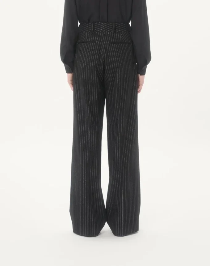 Pantaloni Valentino cu dungi din lână și mătase