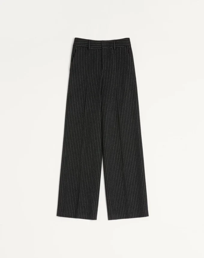 Pantaloni Valentino cu dungi din lână și mătase