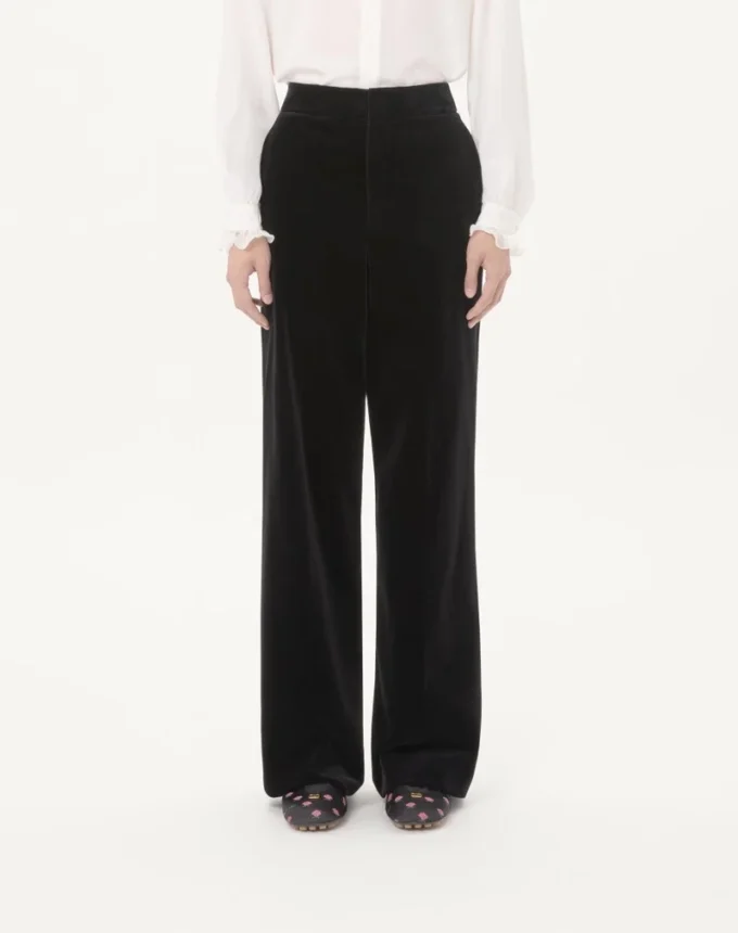 Pantaloni Valentino din catifea de bumbac