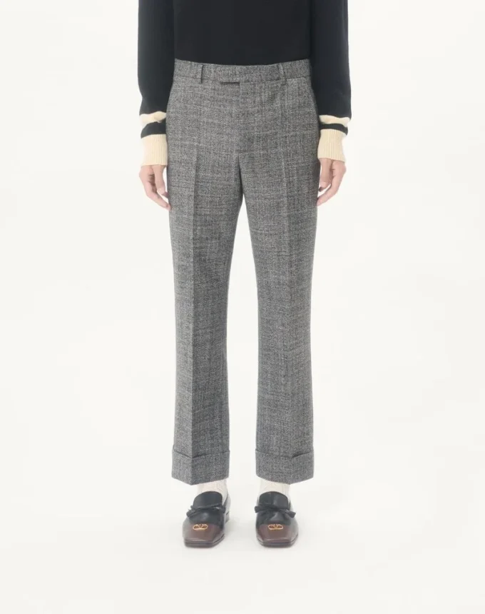 Pantaloni Valentino din lână Mouliné cu manșete