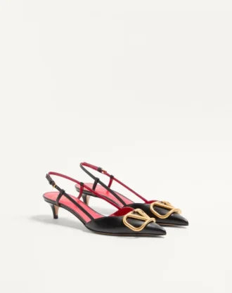 Pantofi cu baretă din piele de vițel cu logo VLogo Signature 40 mm / 1,6 in.