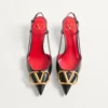 Pantofi cu baretă din piele de vițel cu logo VLogo Signature 40 mm / 1,6 in.