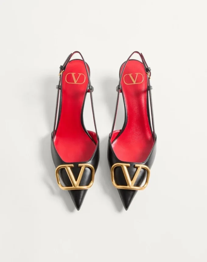 Pantofi cu baretă din piele de vițel cu logo VLogo Signature 40 mm / 1,6 in.