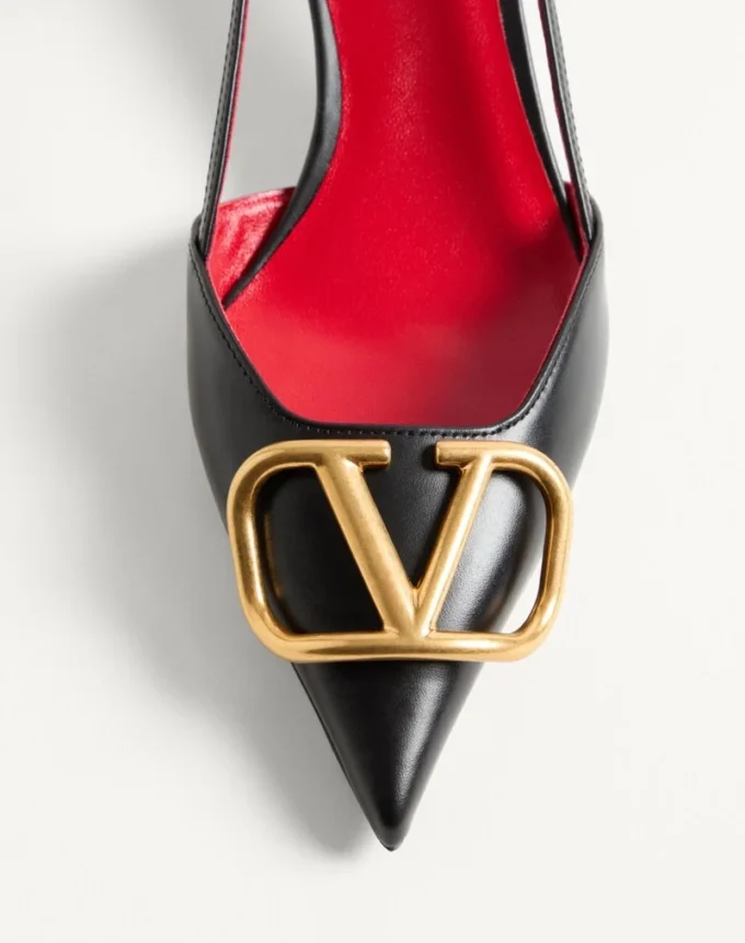 Pantofi cu baretă din piele de vițel cu logo VLogo Signature 40 mm / 1,6 in.
